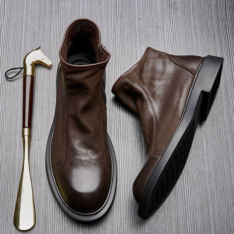 Винтажные ботинки Мартин - Мужской британский стиль, Верхний слой коровьей кожи, Легкие низкие, Красивая осенне-зимняя модель