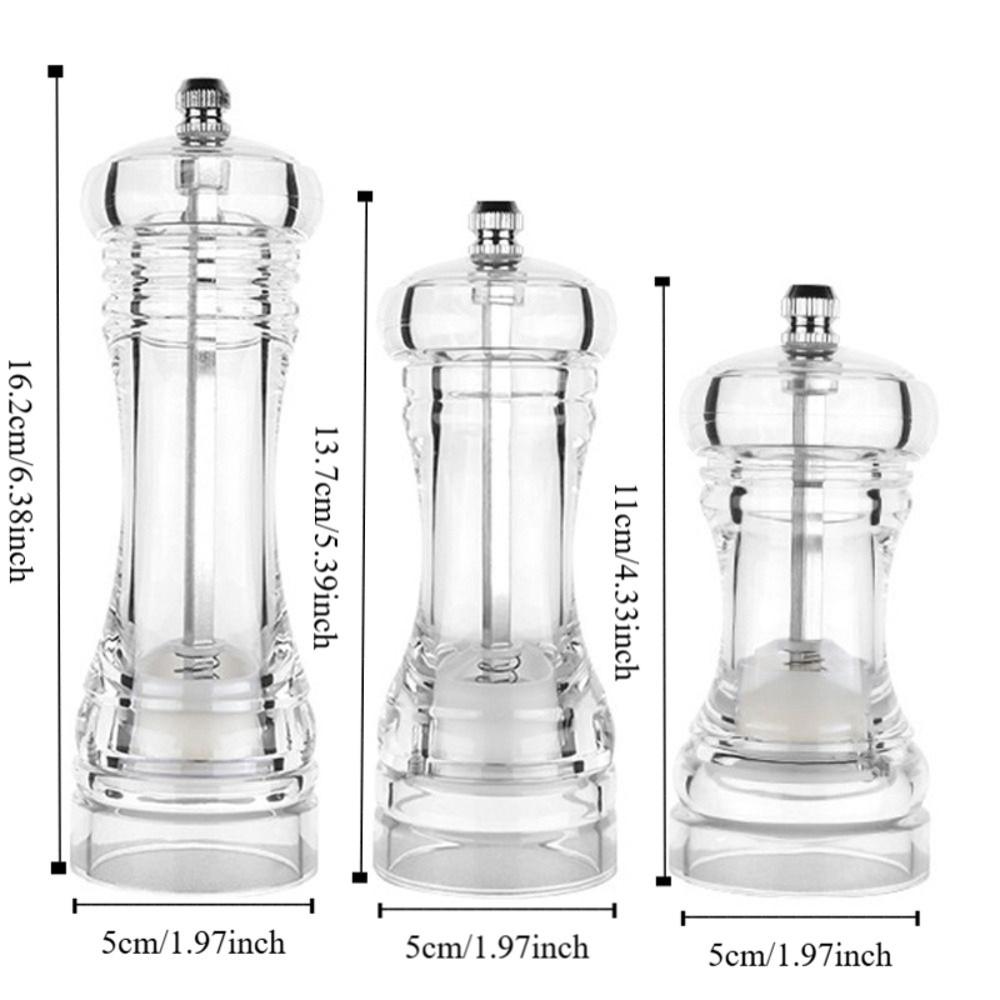 Acrylic Pepper Grinder Multi-Size Kitchen Tool Manual Grinder Pepper Mill Dining Table