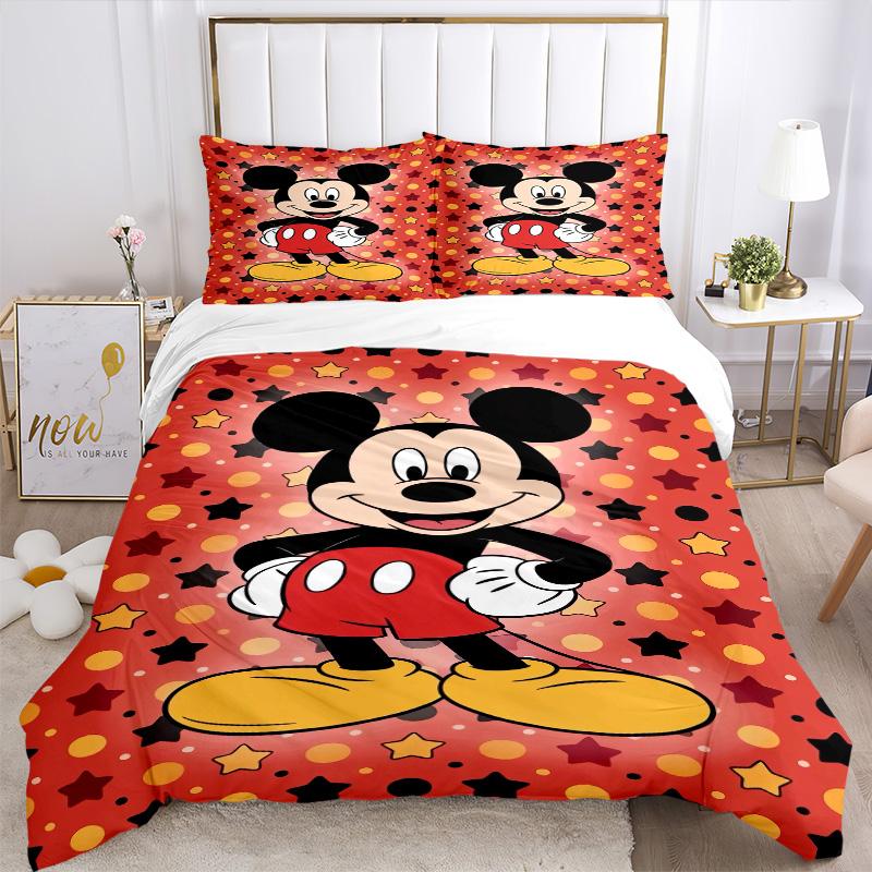 Mickey Mouse Starry Background Print 3Pcs Bedding Setduvet Cover With 2 Bedropillowcase Home Birthday Gift