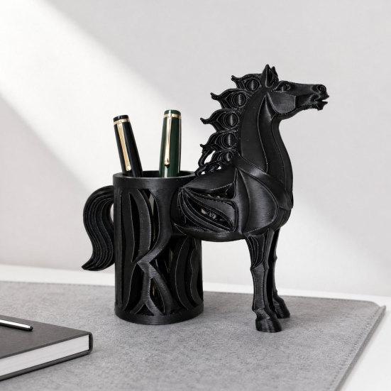 Подставка для ручек в форме лошади, 3D-печатный стаканчик для карандашей, Многофункциональный настольный органайзер для канцелярских принадлежностей для дома и офиса