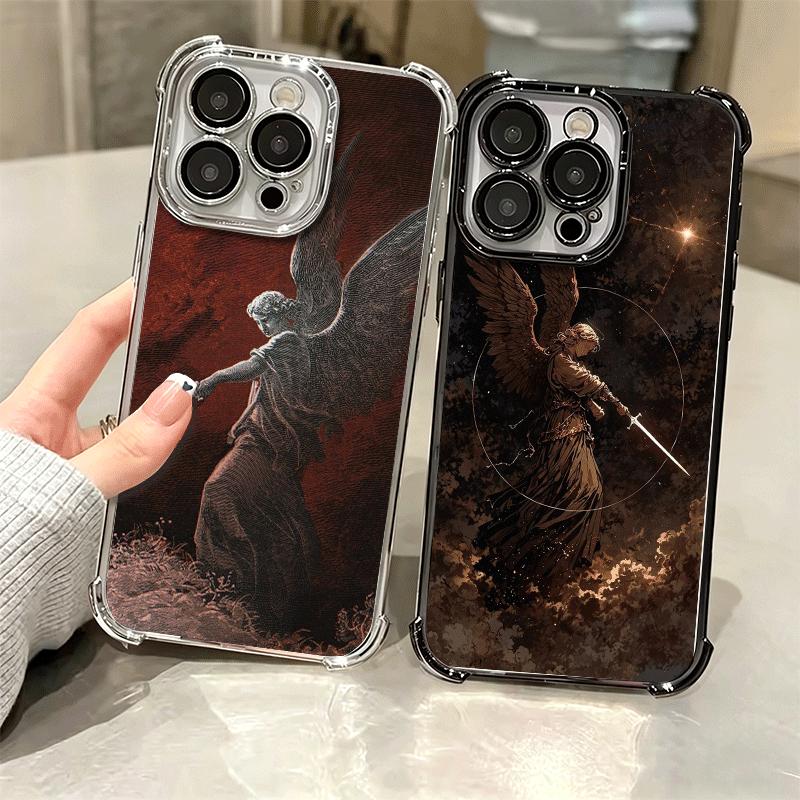 Эстетичный чехол для телефона с покрытием Архангел Михаил Для iPhone 16 17 Pro Max Air 16E 14 15 Plus 12 13 Mini Противоударный чехол с подушкой безопасности