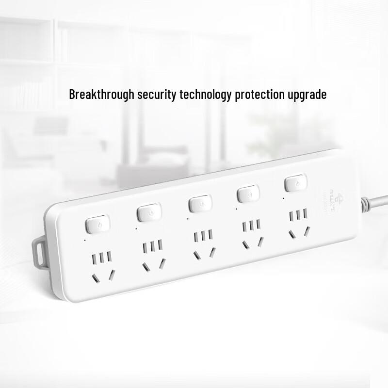 BULL Overload Protection Power Strip, 5 Individually Switched Outlets