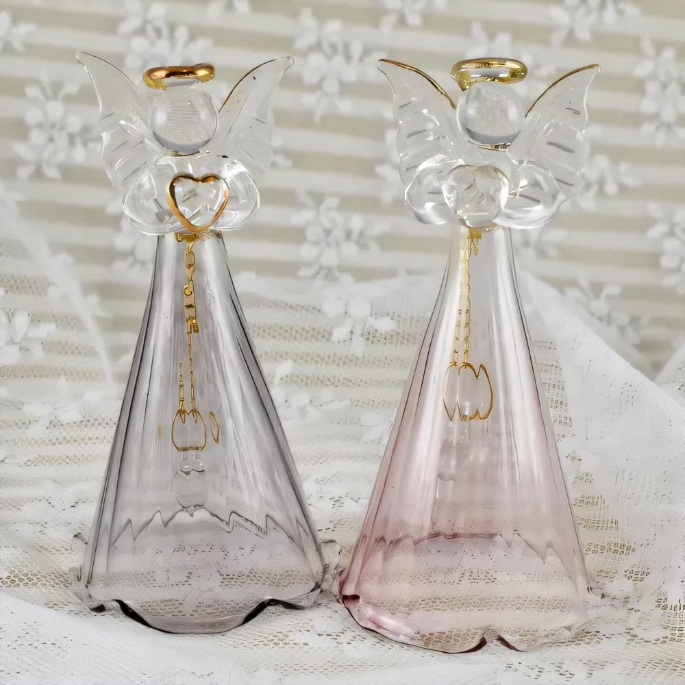 Fourcart Cute Handmade Glass Craft "Angel Bell" Pink X 6 Pieces