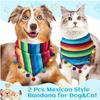 2 шт. Бандана для питомца Разноцветная Майский праздник Фиеста Собачий шарф Летний Мексиканский Собачий Треугольный Нагрудник Слюнявчик Регулируемое Полотенце для шеи питомца