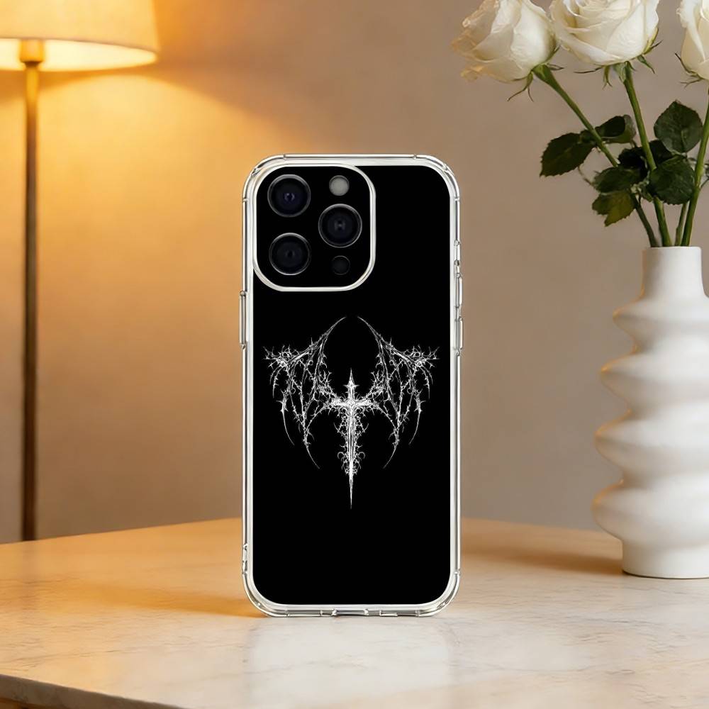 Чехол C-Cool Dark Gothic Cross Mark для iPhone 17 16 15 14 13 12 11 Mini Pro Max Plus Прозрачный