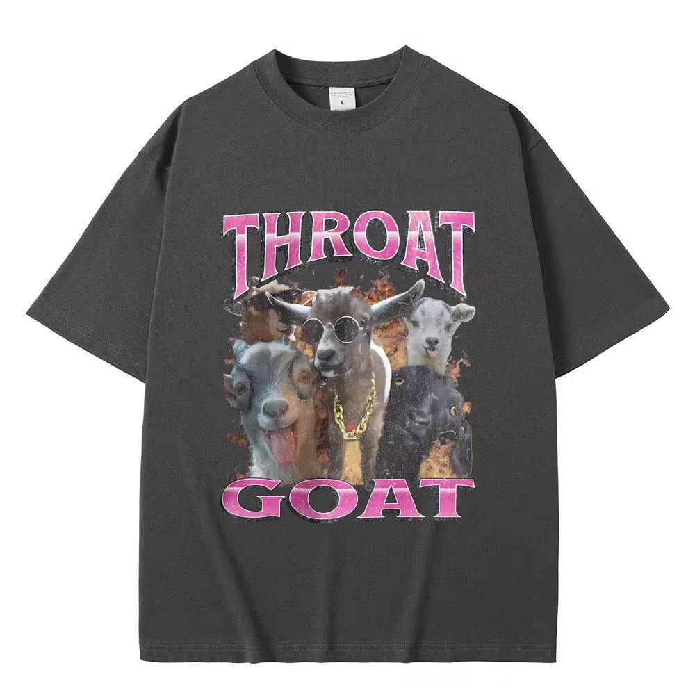 Funny Throat Goat Graphic Print TShirt Male Fashion Oversized Streetwear Unisex Unisex Casual High Quality Pure Cotton Short Sleeve