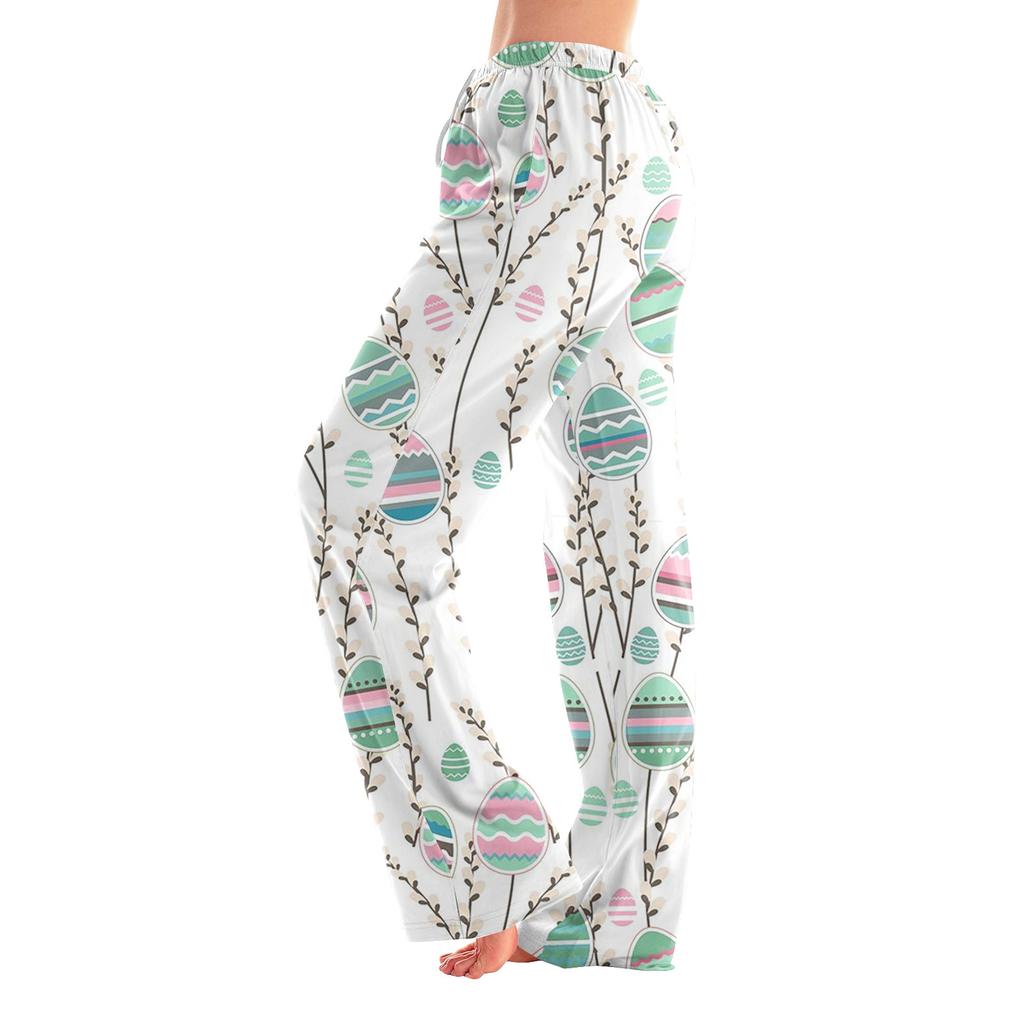 Женские пижамные штаны, одежда для сна, повседневные брюки с эластичной резинкой на талии, удобные прямые свободные брюки для йоги