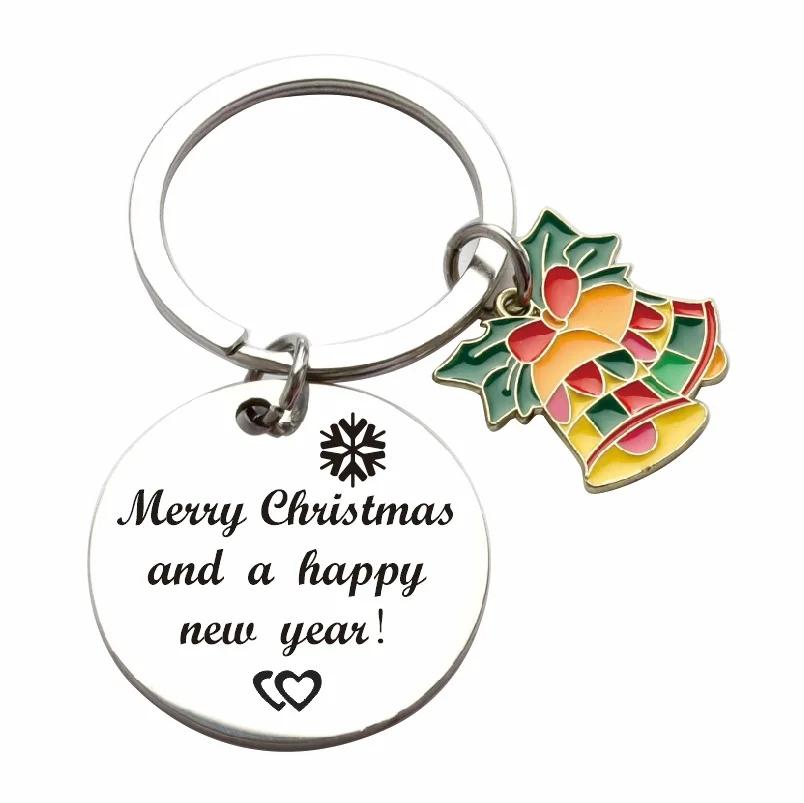 Красивые рождественские тематические брелки для ключей с гладкой биркой из нержавеющей стали «Счастливого Рождества» праздничные подарочные брелки