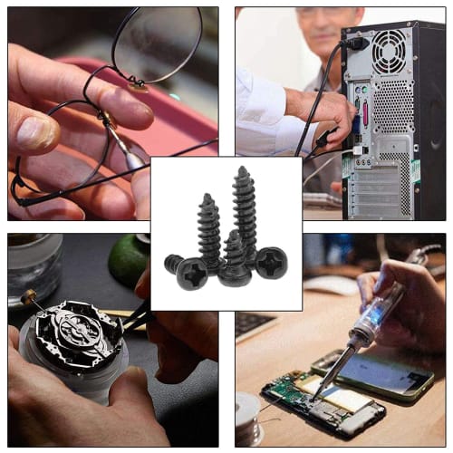 PENGLIN 450-Piece Pan Head Tapping Screw Set, Carbon Steel, M2.3, M2.6, M3, Black, Micro Screws, Pan Head Tapping Screws