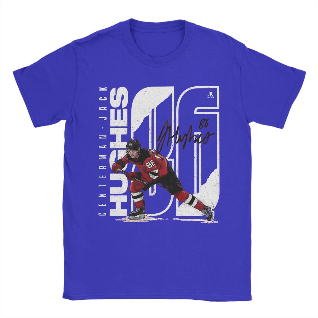 Jack Hughes New Jersey Hockey T Shirt Unisexs Cotton Novelty TShirts Round Neck Tee Shirt Short Sleeve Clothing XL XL