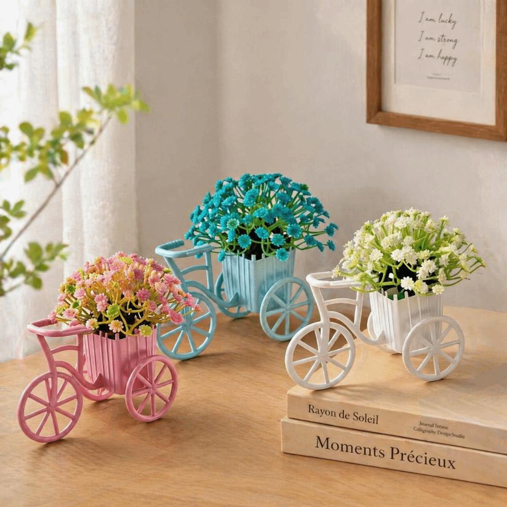 Country tyle Mini Bicycle Ornaments Miniature Garden Artificial Green Plants Wedding Decor