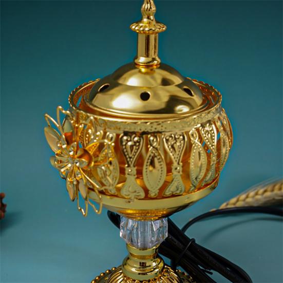 Электрическая курильница для благовоний Металлическая в арабском стиле Держатель для конусов благовоний Ближневосточный декоративный