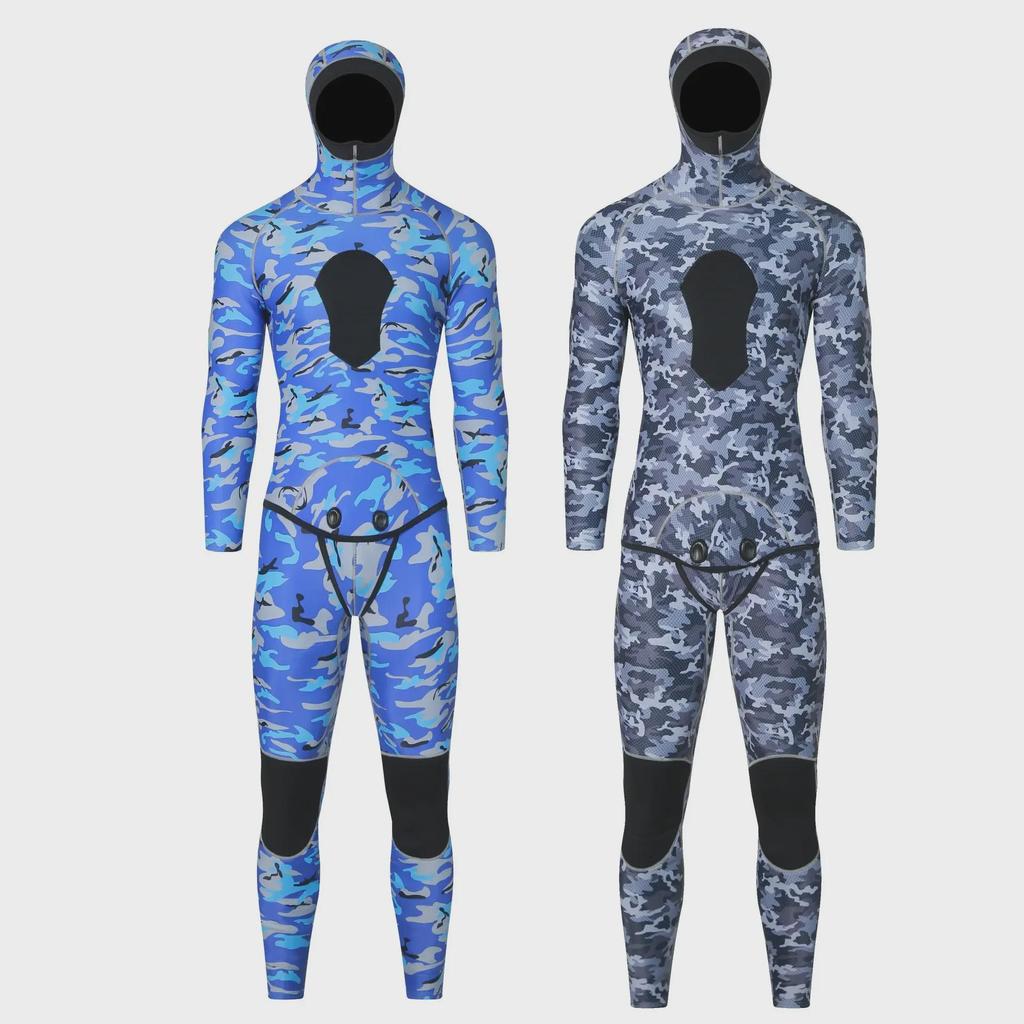 3mm Men's Camouflage Hooded Wetsuit for Hunting, Freediving, Surfing, and Rescue