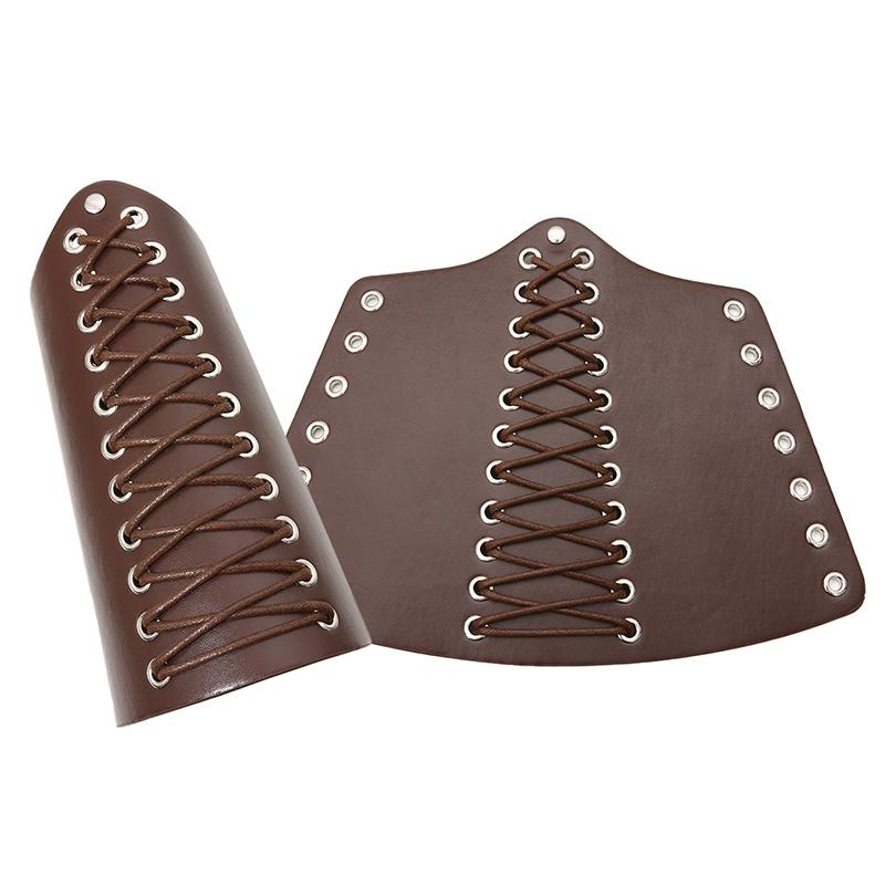 1 Pc Cosplay Props Faux Leather Wide Bracer Lace Up Arm Armor Cuff String Steampunk Vintage Medieval Gauntlet Wristband Bracelet