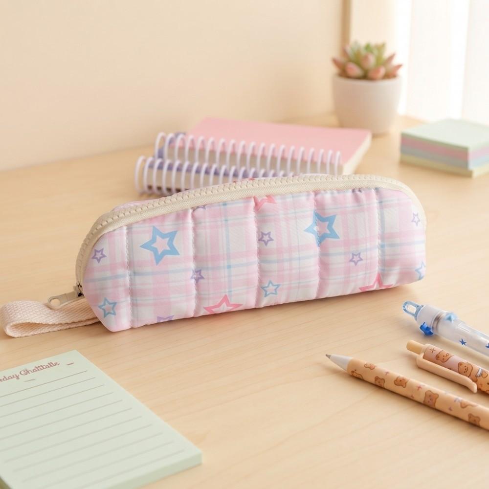 Multifunctional Pencil Bag Lattice Pen Box Simple Pencil Case School