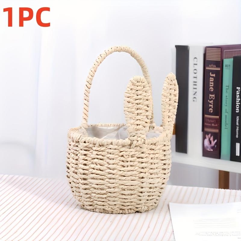 Деревенская плетеная корзина-кролик с ушами, милая пасхальная корзина для цветов, конфет, пасхальных яиц, многоцелевой плетеный контейнер для хранения