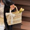 Дорожная праздничная кружевная плетеная сумка-ведро с ручкой сверху, большая вместимость, летняя пляжная соломенная плетеная сумка ручной работы через плечо