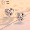 Серьги-пусеты из стерлингового серебра 925 пробы в виде переплетенных сердец для женщин - Японский и корейский студенческий модный трендсеттер ювелирные изделия