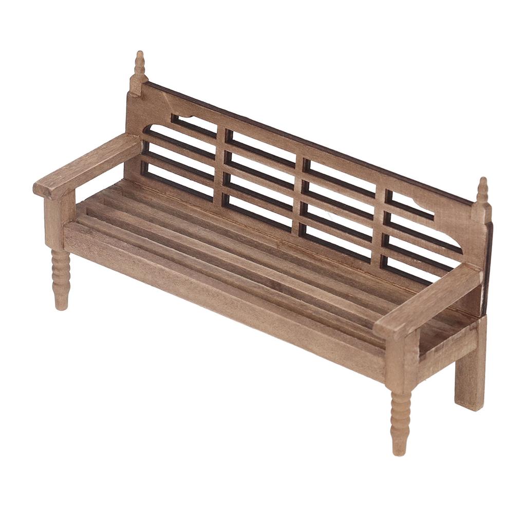 1:12 Dollhouse Miniature Garden Bench Unpainted Miniature Wooden Park Bench for Dollhouse