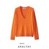 Araltay New Arrival Fashion Style Women's Clothing Fashion All-Match Minimalist Solid Color and V-neck Plain Stitch Knitwear 3471028