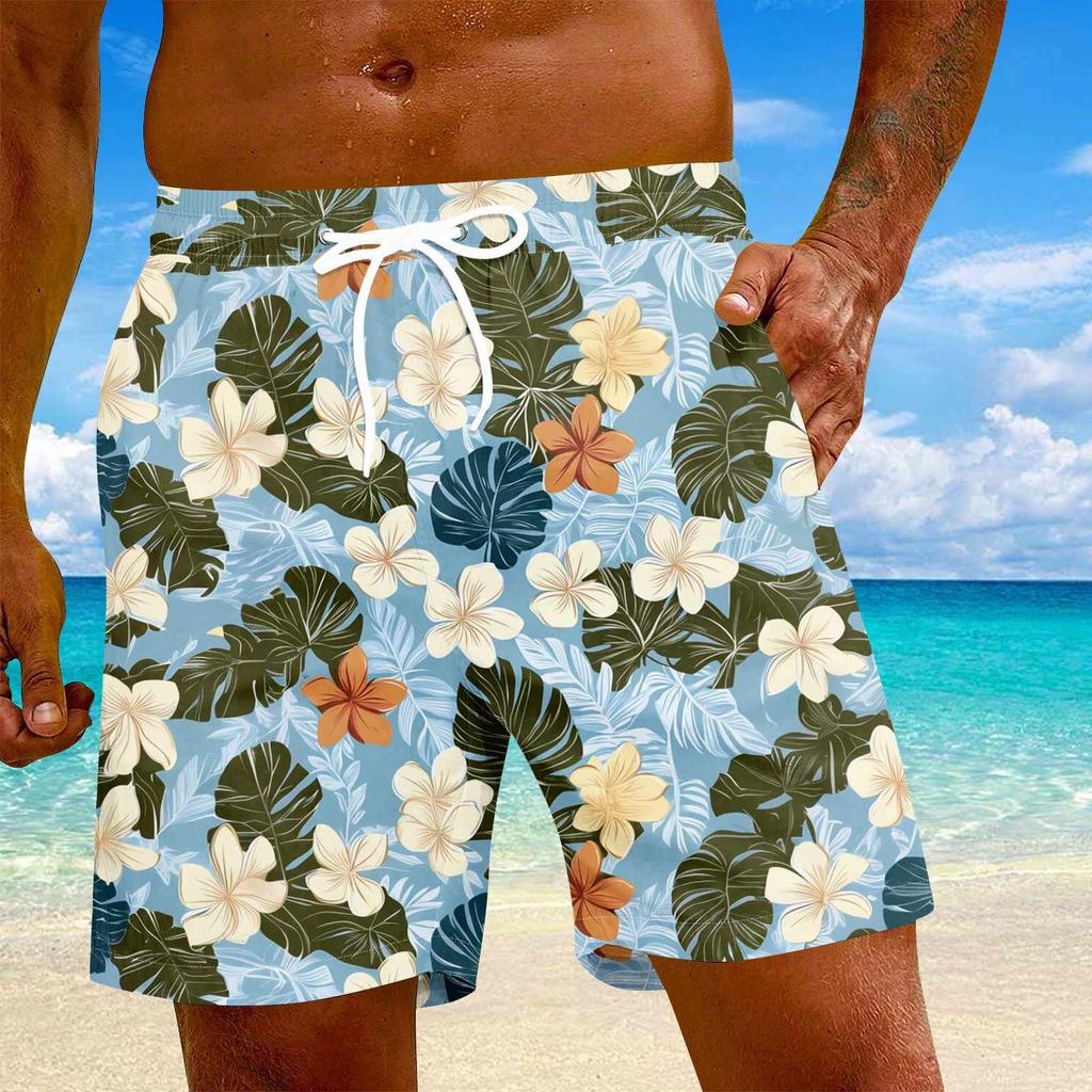 Мужские модные гавайские принты с эластичной талией, повседневные штаны для йоги, пляжные шорты