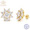 WUIHA 925 Sterling Silver 1 CT VVS1 D Color Real GRA Moissanite Diamonds Wedding Engagement Flower Studs Earrings Fine Jewelry