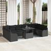 11-piece Garden Sofa Set with Black Poly Rattan Cushions vidaXL, Two-seater Garden Sofa 3348539