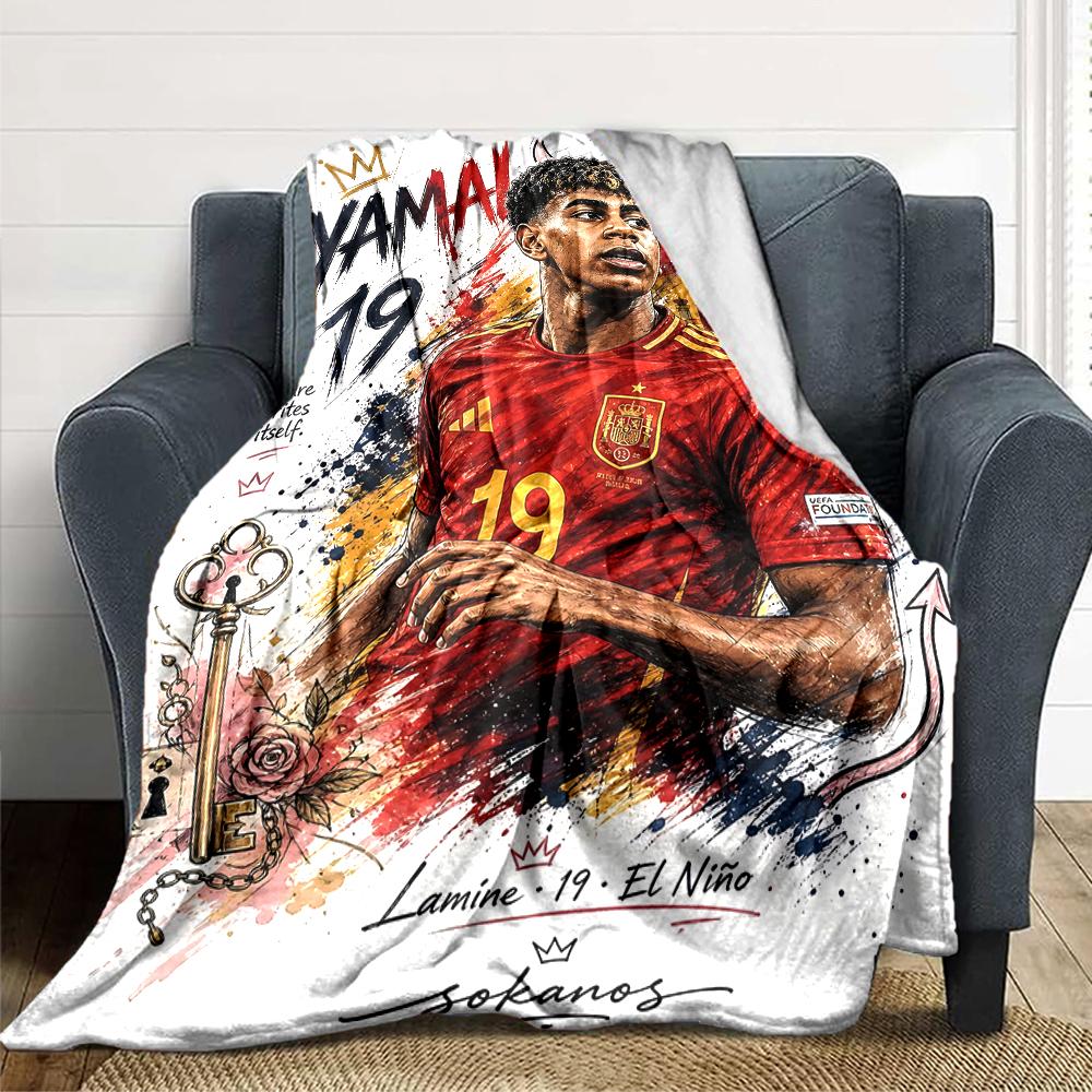 Football Player Action printed flannel breathable and warm blanket, a stylish home gift, suitable for home, office and bedspread use. 0710a4