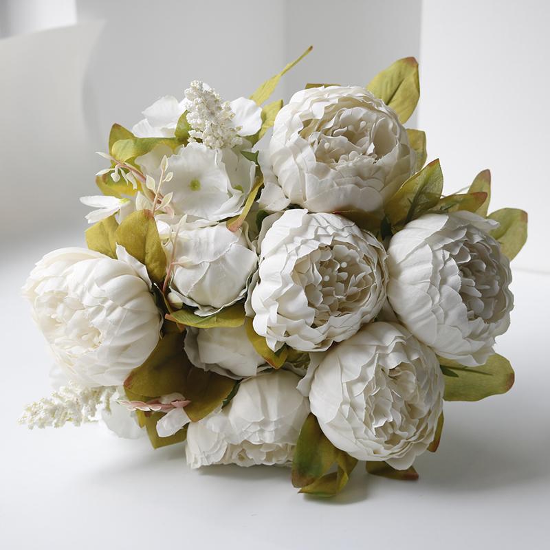 13 Heads Silk Peony Artificial Fake Flowers Wedding Bouquet Home Party Decor