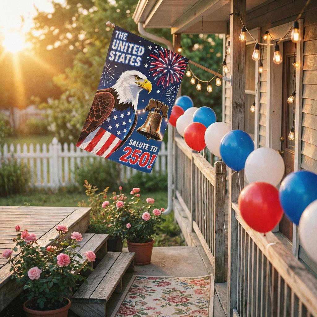 The People 1776-2026 Flag Memorial Day Patriotic 250th Birthday 250 Years United States Indoor Garden Decoration (250 YEARS)