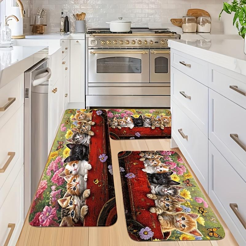 1Pcs Anti Fatigue Kitchen Rugs Cute Animal Print Waterproof Non-Slip Thick Cushioned Kitchen Mat Heavy Duty Comfort Standing Mat for Kitchen