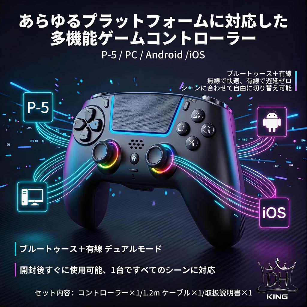 DHKING Геймпад для PlayStation 5 Новая версия Геймпад P5 Пульт дистанционного управления Функция макроса Турбо Быстрый огонь Bluetooth-соединение Высокая емкость 1000 мАч