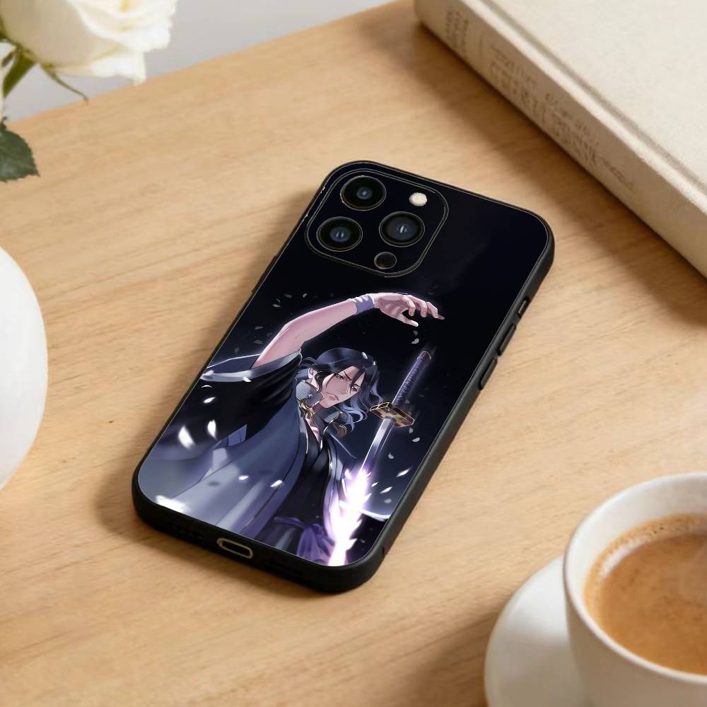 B-Bleach Anime K-Kuchiki Phone Case For iPhone 17 16 15 14 13 12 Max Plus Silicone Black Cover