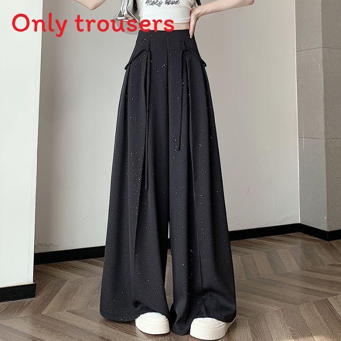 Summer Fashion Wideleg Suit Skirt Pants For Women With Solid Color And Fine Flash Design