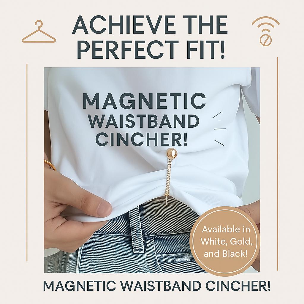 Magnetic Waistband Cincher Adjustable T-Shirt Hem Clip Perfect Fit Metal Snap Button White/Gold/Black Available