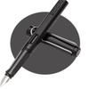 Refillable Fountain Pen with Ink Cartridge Stainless Steel Chrome Plated 0.38mm Nib Writing Pen Set Black