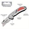 FC Folding Heavy Duty Utility Knife Box Cutter with Holster Quick Change Blades Razor Sharp Lockback Design Lightweight Aluminum Body Wood Trim