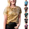 Women's Glitter Sequin Tops Short Sleeve Glitter Shirts Shirts Festive Tops Party Tops Casual Tops Shirts