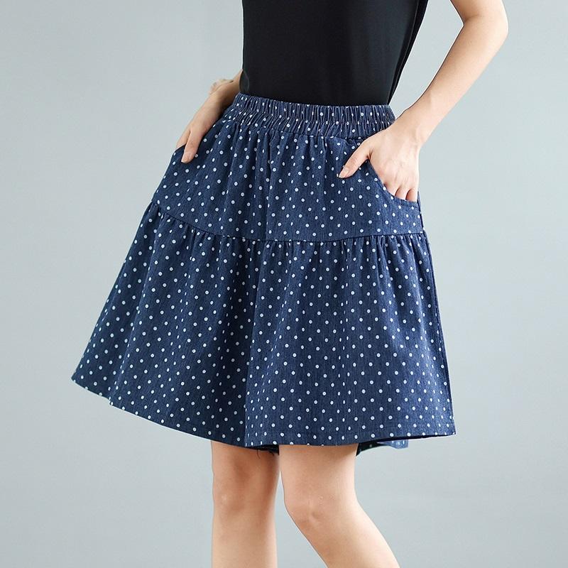 Шорты джинсовые женские летние повседневные винтажные в горошек больших размеров с высокой талией, свободные