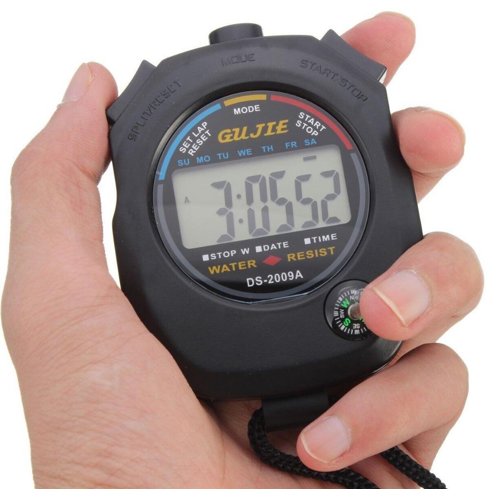 with Wristband Digital Stopwatch Handheld Professional Training Timer Portable 24H Clock Watch