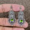 Peridot Gemstone Handmade 925 Sterling Silver Jewelry Earring 2.25" KKG-760