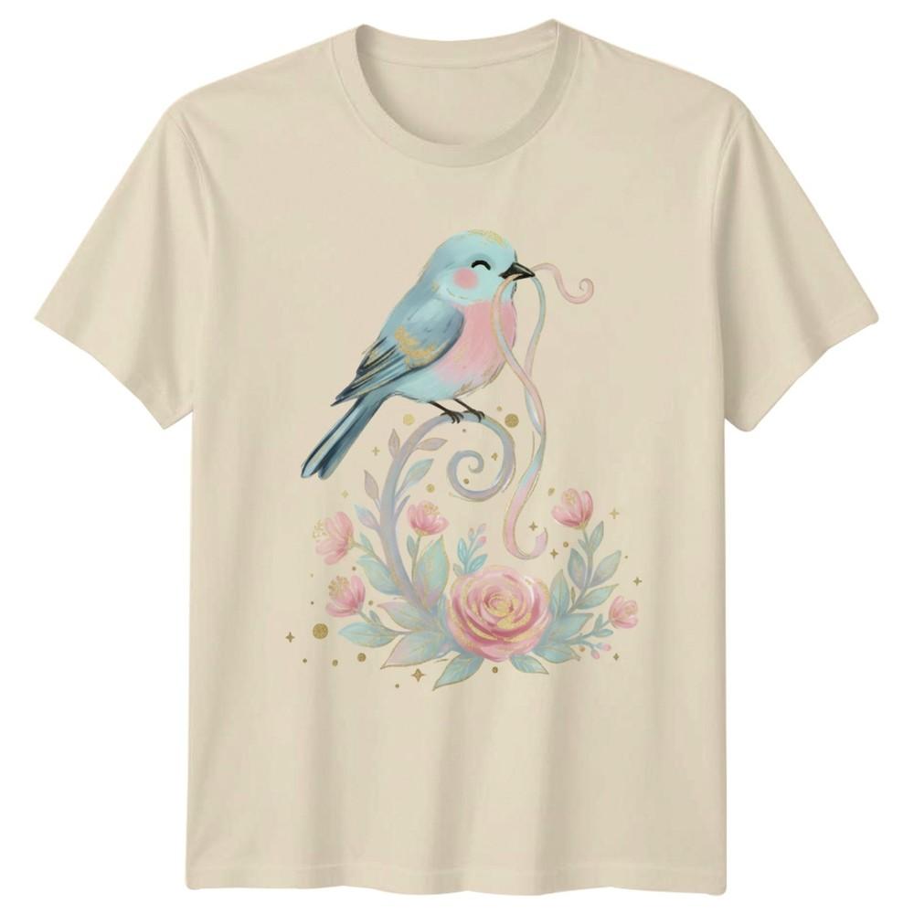 Whimsical Floral Bird TShirt Nature 2026 Gift For Him And Her