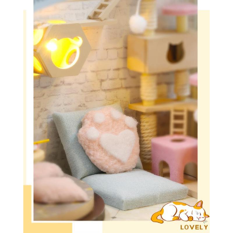 Милые кошки, домашний магазин кошачьего кафе, кукольный домик, деревянные игрушки ручной работы, хижина, 3D-головоломка, кошачье кафе, небольшой сад, подарки на день рождения для детей