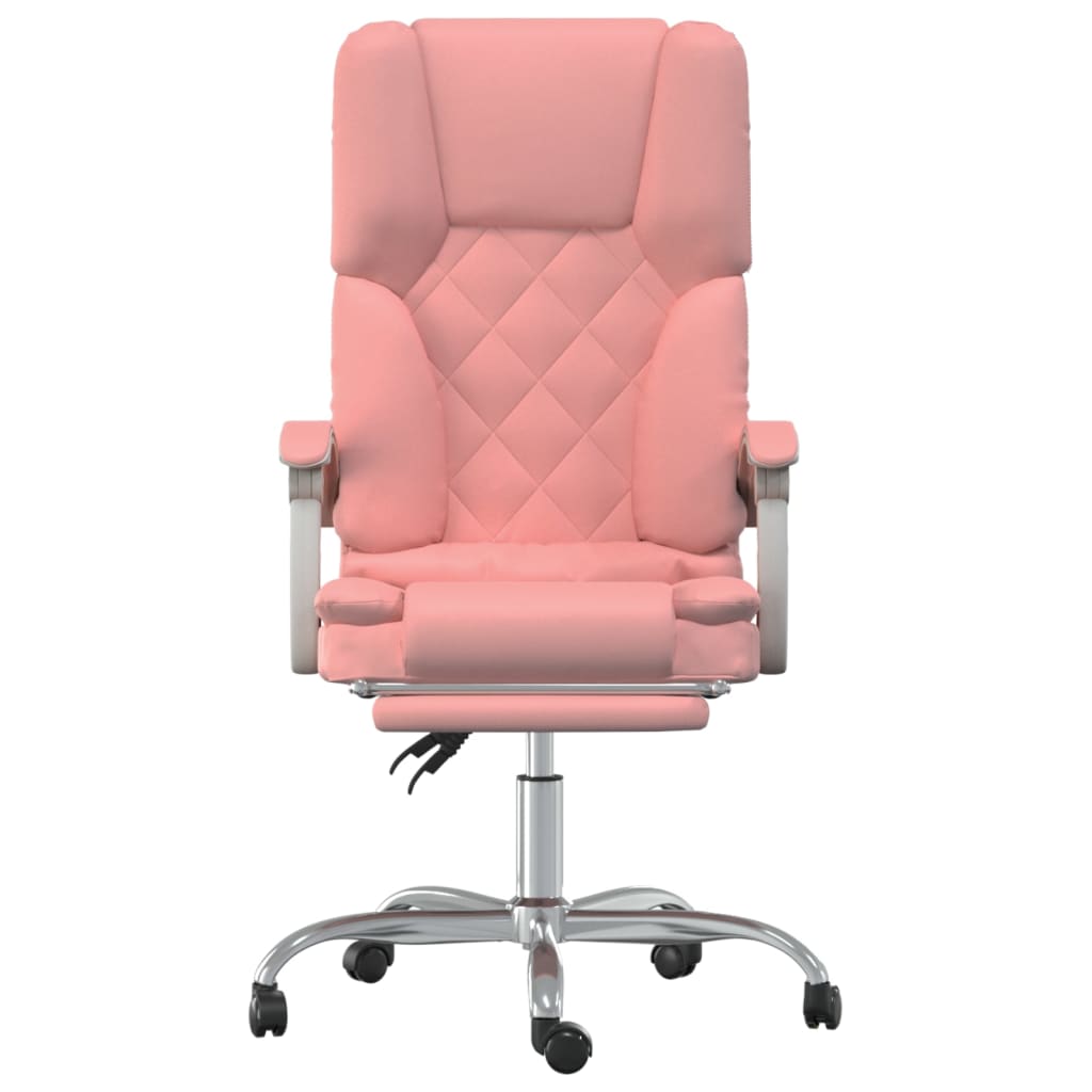 Office Chair with Massage Function Pink Artificial Leather