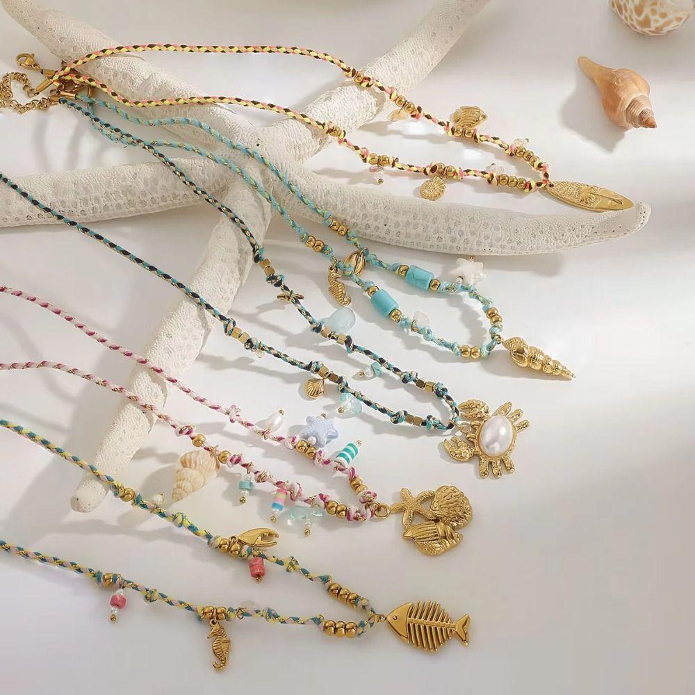 Fish/Shell/ Starfish Pendant Necklace Bohemia Clavicle Chain Creative Choker Necklace Vacation