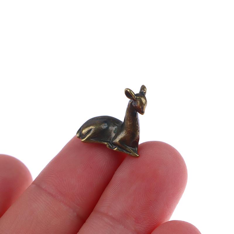 1Pc Copper Alloy Sika Deer Tabletop Small Ornaments Vintage Animal Figurines Desk Decorations Accessories Home Decor Crafts