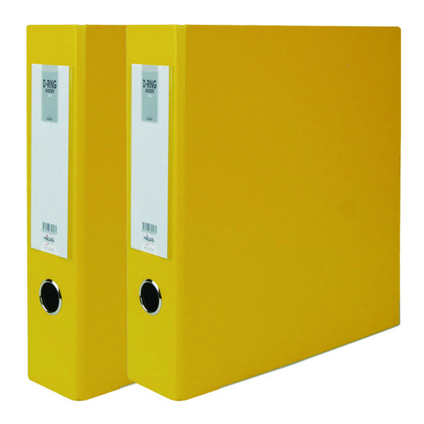 Midas D-ring Composite Binder Nameplate Type 3-hole A4 7cm, Yellow, 2 Pcs.