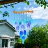 Handmade Blue Glass Fish Wind Chime Large Outdoor/Indoor Hanging Decor