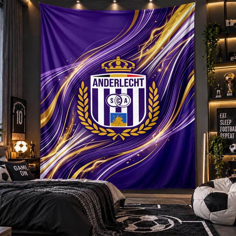 Wall Hanging Tapestry Anderlecht FC Print Cloth for Living Room Bedroom Home Decor