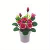 1:12 Miniature Clay Flower Mini Potted Flower Red Rose and White Pottery Pot Flower Arrangement Model Bonsai Garden Home Ornament